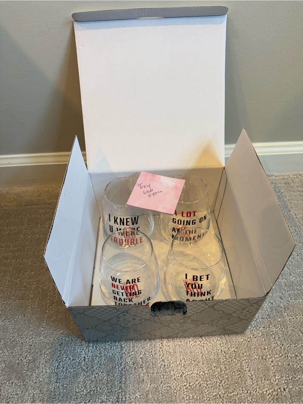 Taylor Swift Clear Stemless Wine Glasses RED Era